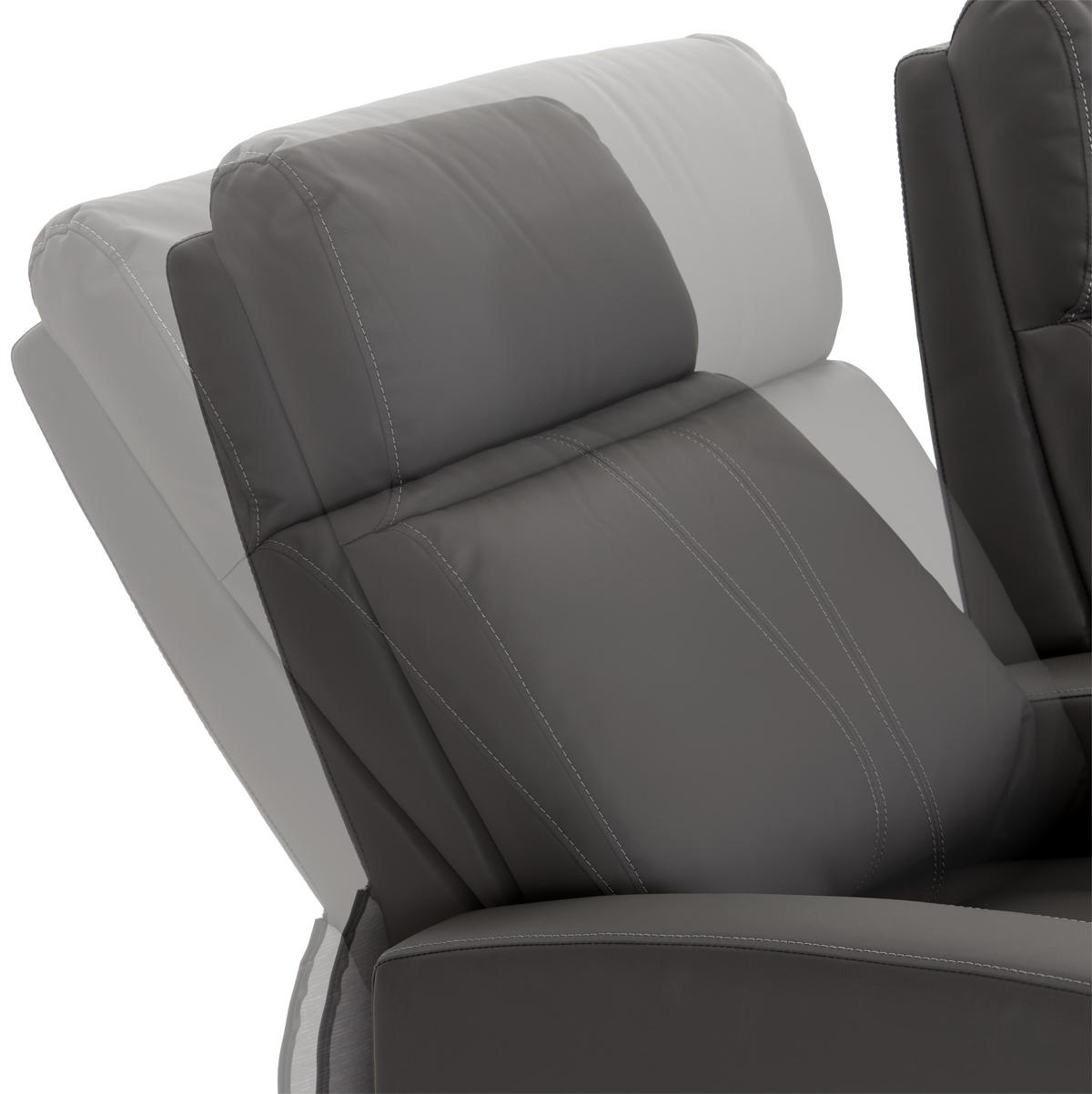 Heimkino-sofa Mit Relaxfunktion Movie Lederlook Grau - Schwarz/Grau, KONVENTIONELL, Textil (128/100/87cm) - MID.YOU