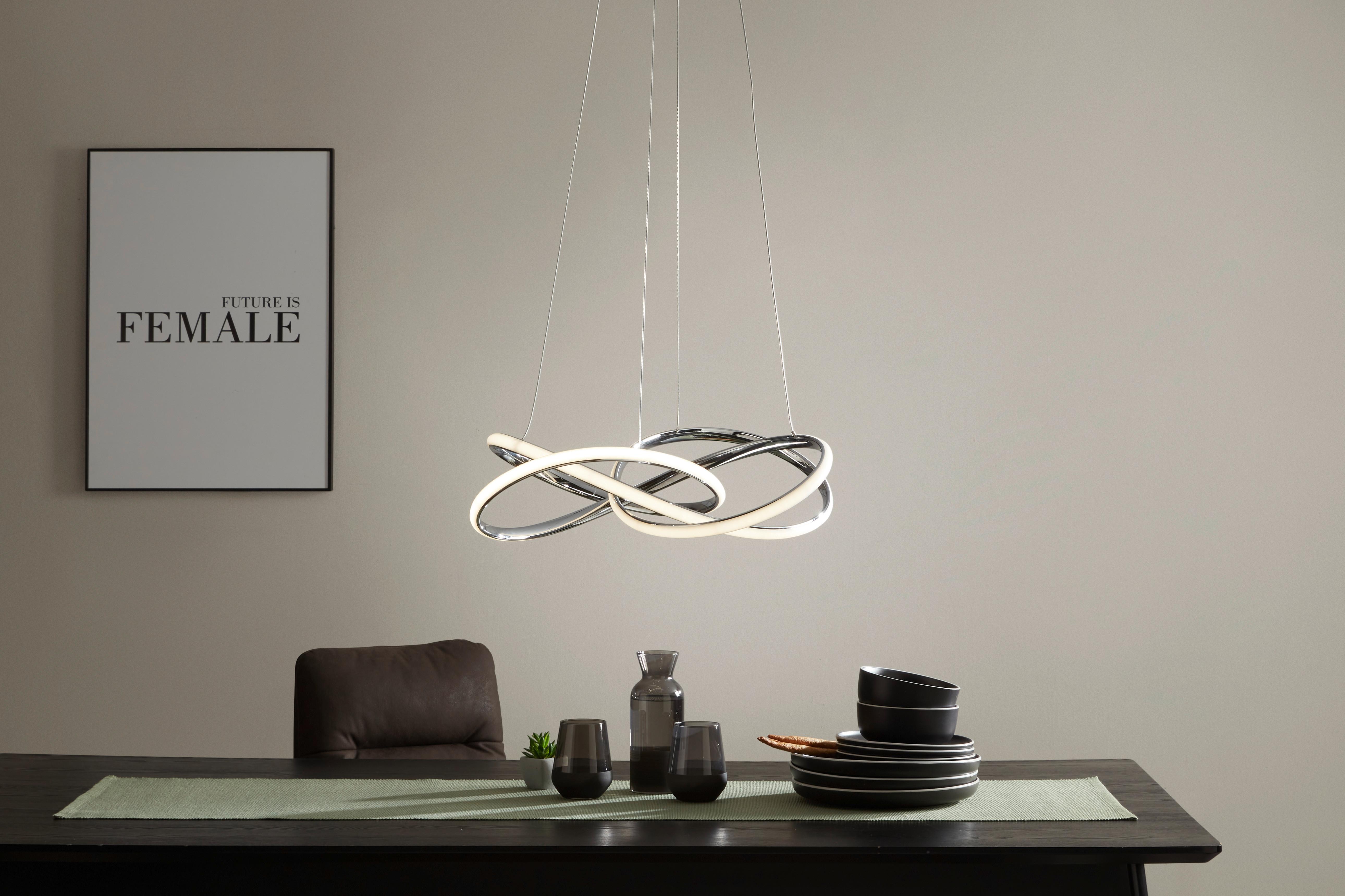 LED závesné svietidlo Lenore, max. 36 Watt - chrómová, Modern, kov/plast (60/120cm) - Premium Living