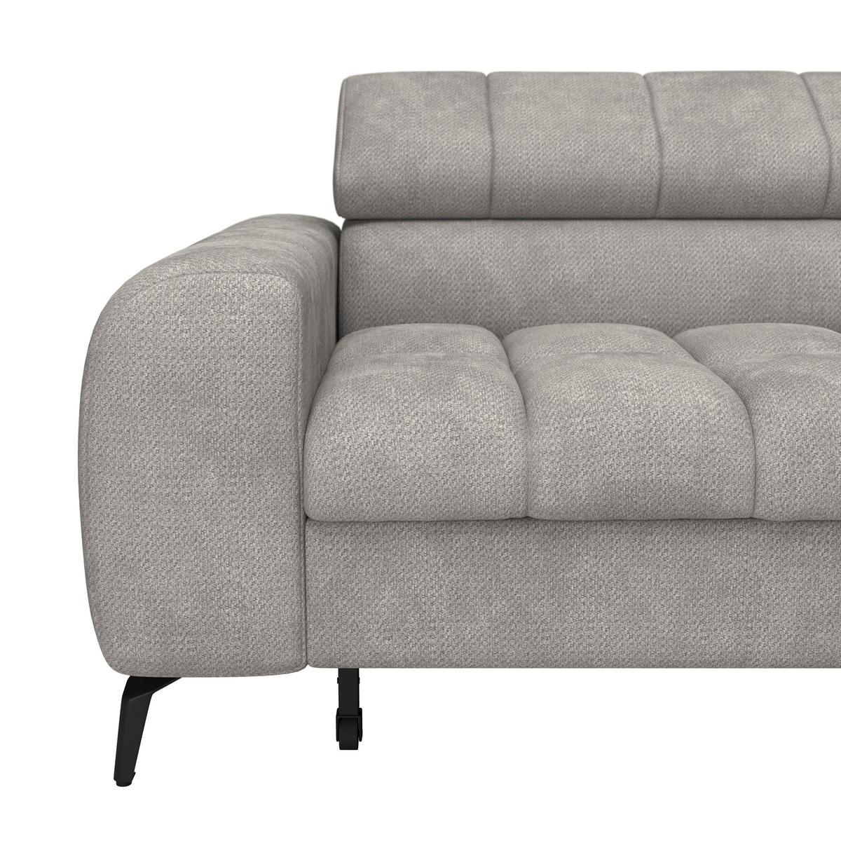 Ecksofa Volf Rechts New Hellgr Mit Schlaffunktion, 261x203 Cm - Hellgrau/Schwarz, Trend, Textil (261/203cm)