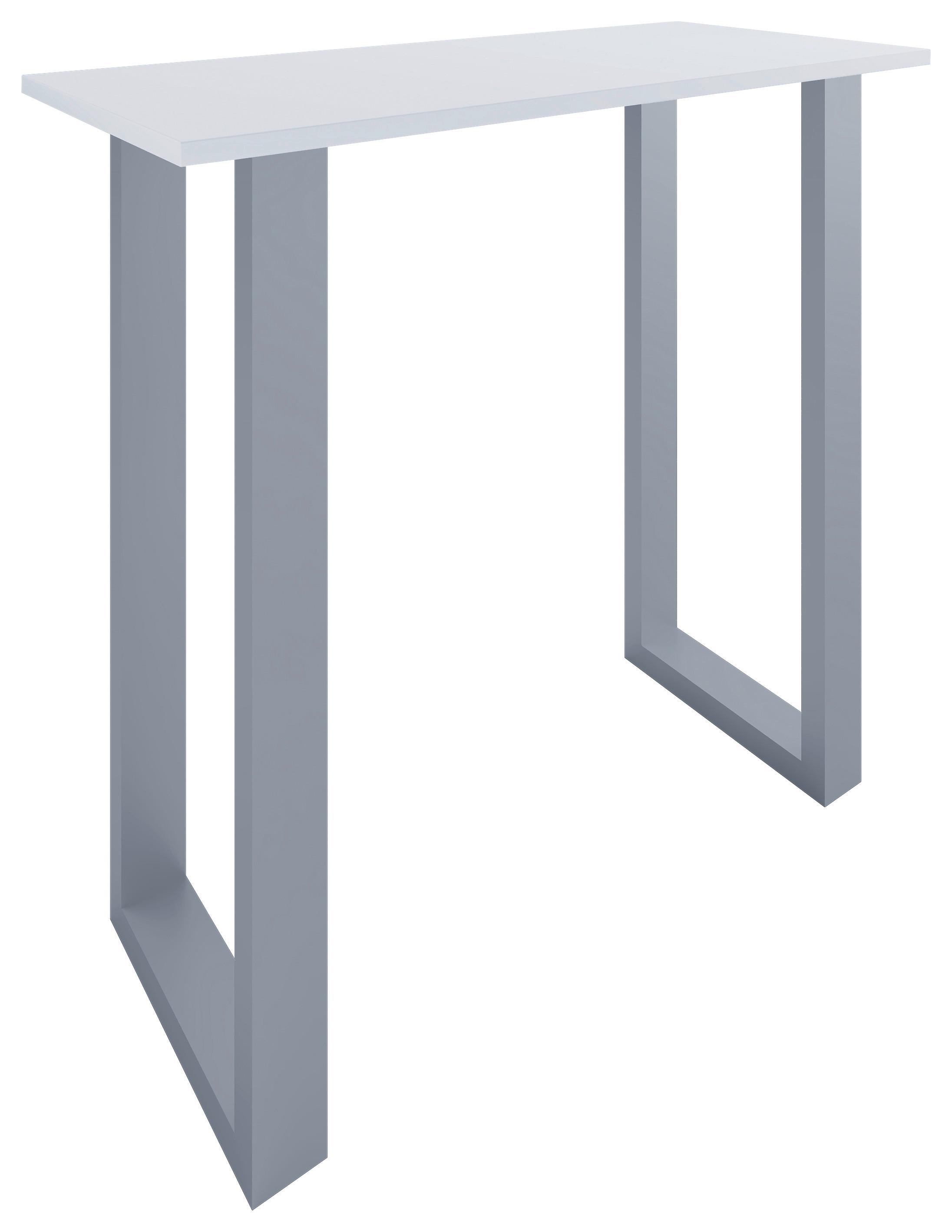 Bartisch Xona B 110x50 - Silberfarben/Weiß, KONVENTIONELL, Holzwerkstoff/Metall (110/102/50cm)