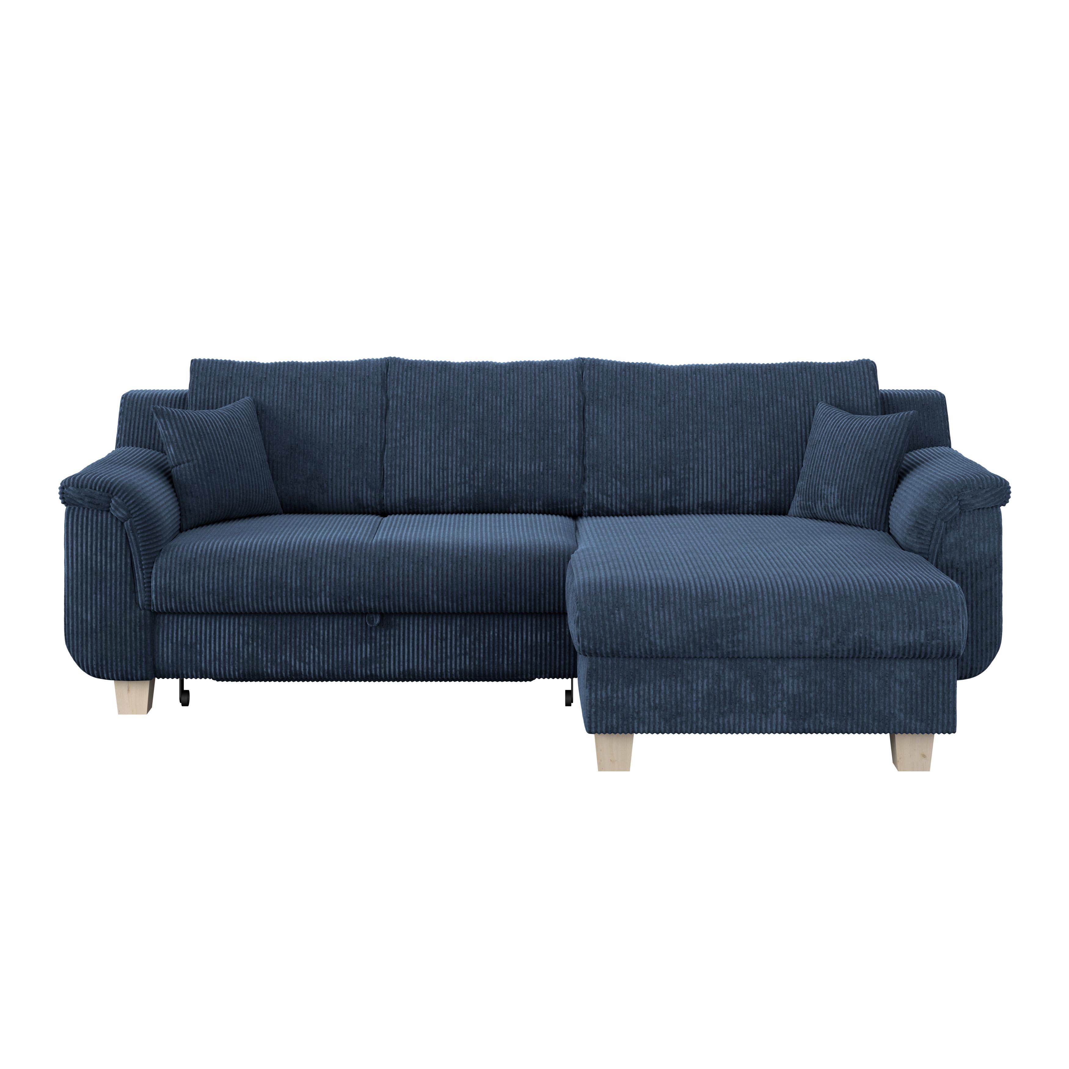 Ecksofa Mit Schlaffunktion Alex + Bettkasten 246 X 88 Cm - Naturfarben/Dunkelblau, MODERN, Textil (246/88cm)
