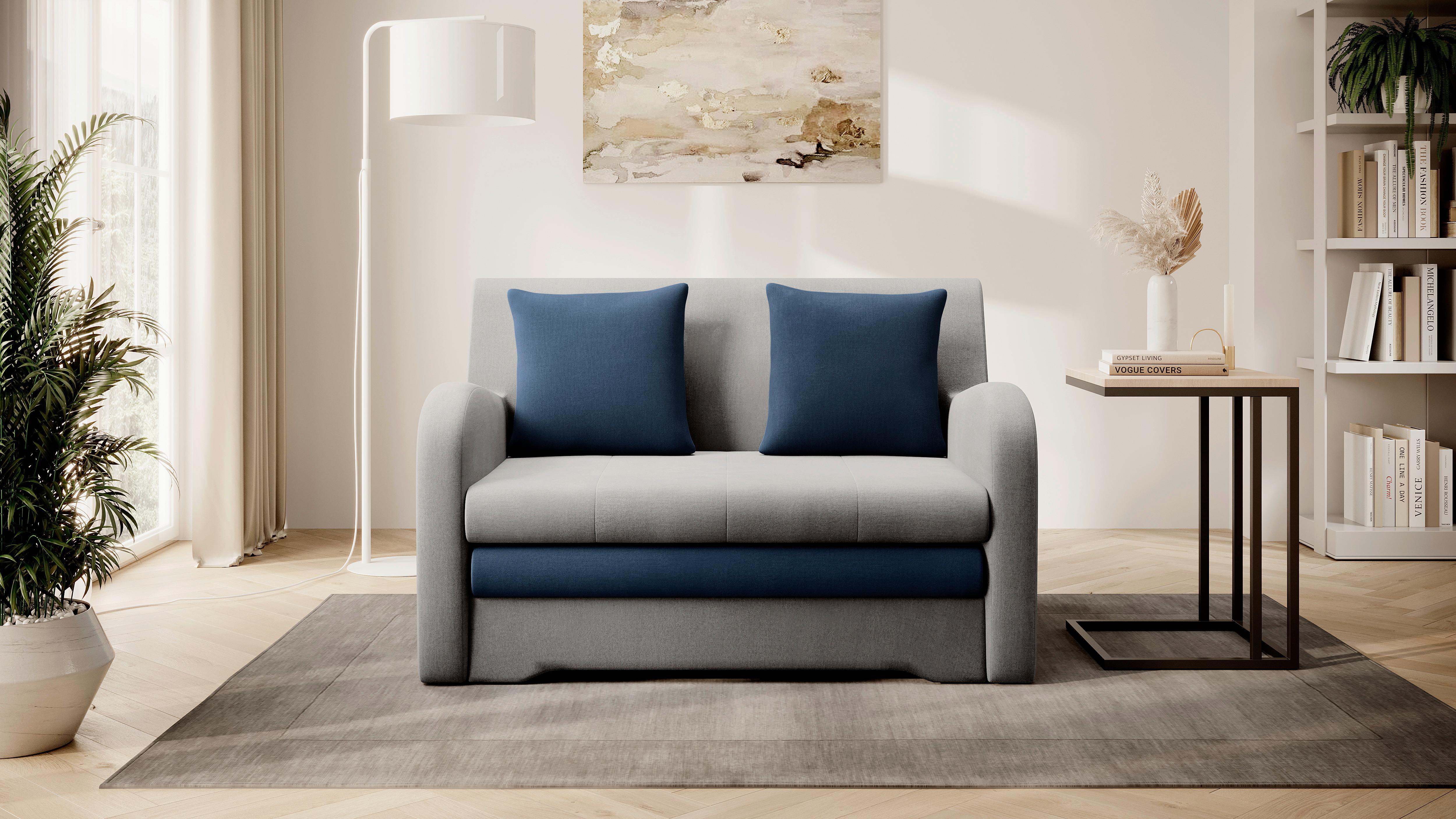 Schlafsofa Ario Schwarz, Dunkelblau, B: 244 cm