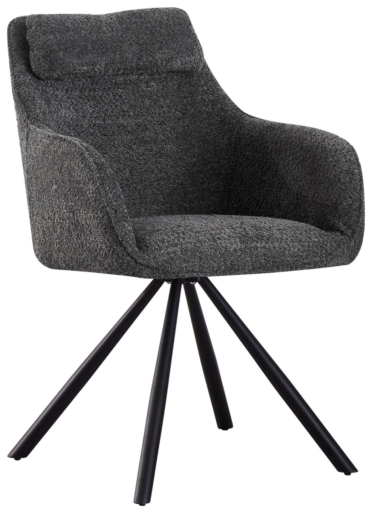 Armlehnstuhl Dream Grau Gepolstert - Schwarz/Grau, MODERN, Holz/Textil (59/88/64cm) - MID.YOU