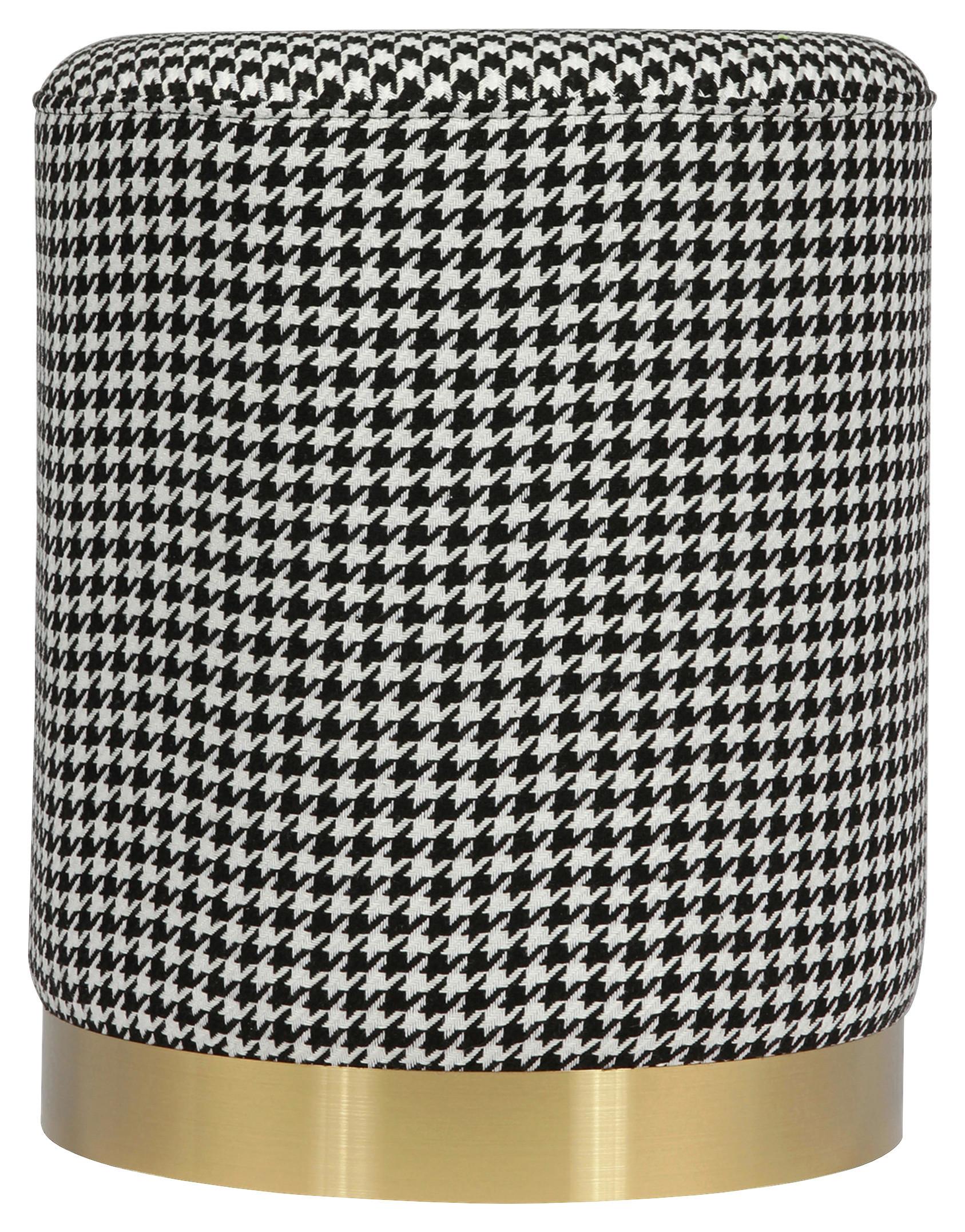 Hocker Nona 525 Schwarz/weiß D: 36 Cm - Goldfarben/Schwarz, Design, Textil (36/44cm) - Kayoom