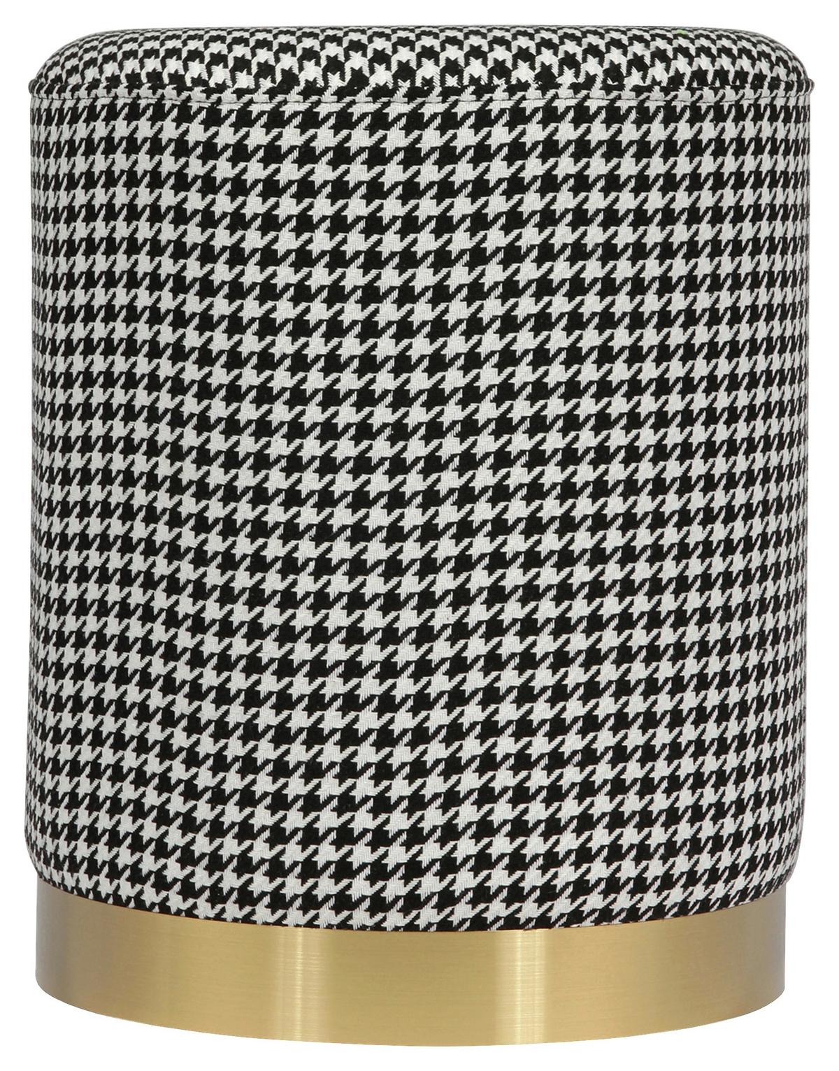 Hocker Nona 525 Schwarz/weiß D: 36 Cm - Goldfarben/Schwarz, Design, Textil (36/44cm) - Kayoom