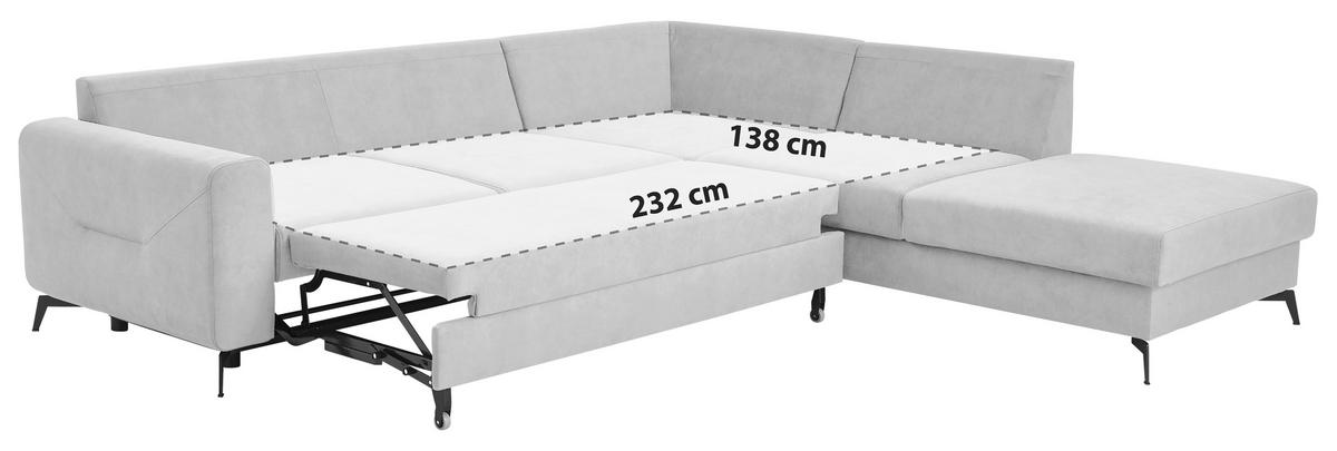 Ecksofa Mit Schlaffunktion Adesso Beige Chenille - Beige/Schwarz, KONVENTIONELL, Textil (257/275cm) - MID.YOU