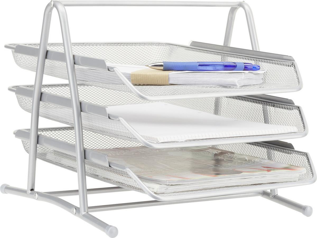 Briefablage Mesh - Silberfarben, Metall (35/27,5/29,5cm) - Mömax