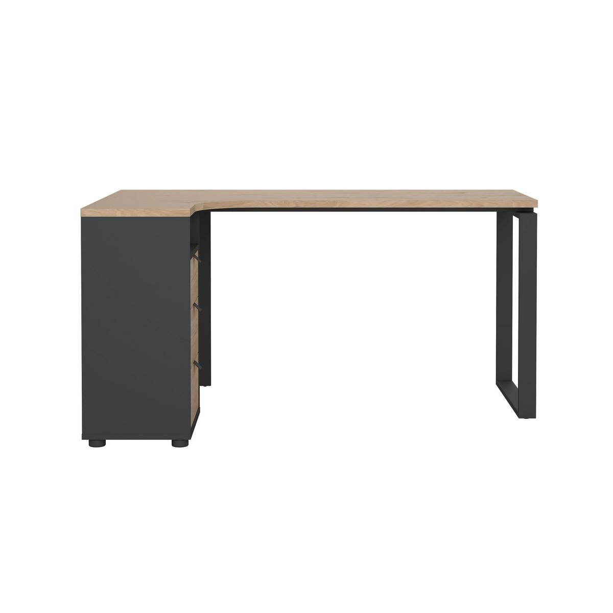 Eckschreibtisch Sign Grau/Eichefarben, L: 150 cm - Eichefarben/Grau, MODERN, Holzwerkstoff/Metall (150/99,6/75,6cm) - MID.YOU