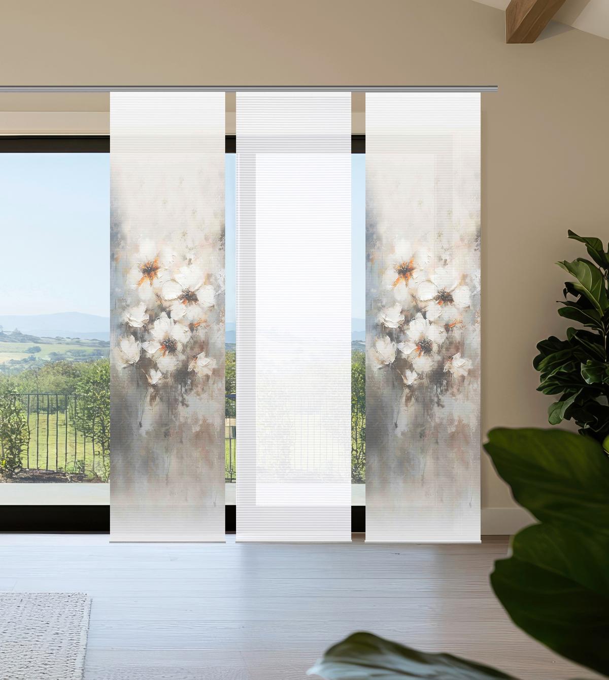 Flächenvorhang Aristea 3er Set - Hellgrau/Naturfarben, Natur, Textil (60/245cm)