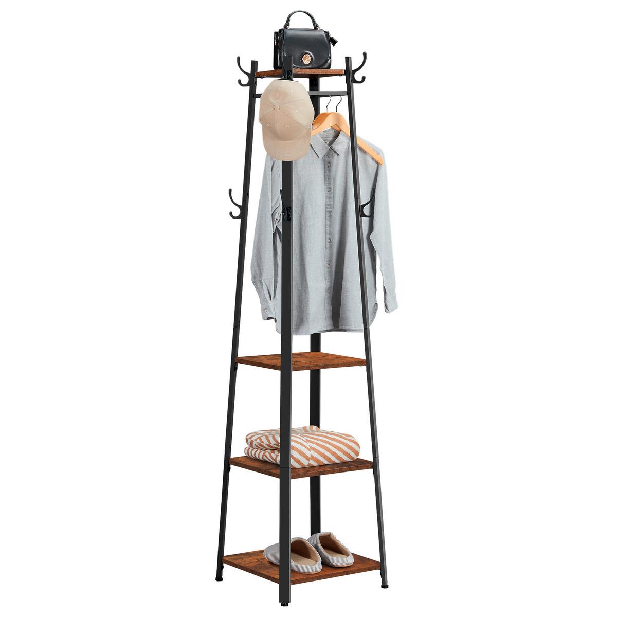 Vešiak na odevy - hnedá/čierna, Trend, kov/kompozitné drevo (43/180/43cm) - Boxxx