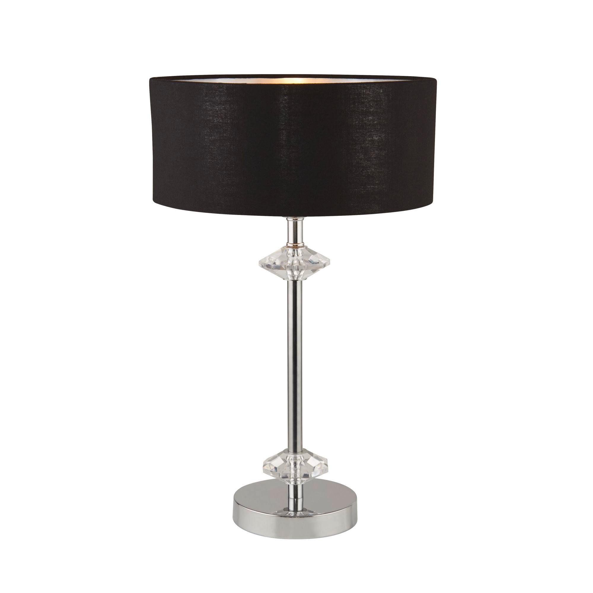 Tischleuchte Eu7651cc - Chromfarben/Schwarz, Design, Leder/Kunststoff (46/28cm)