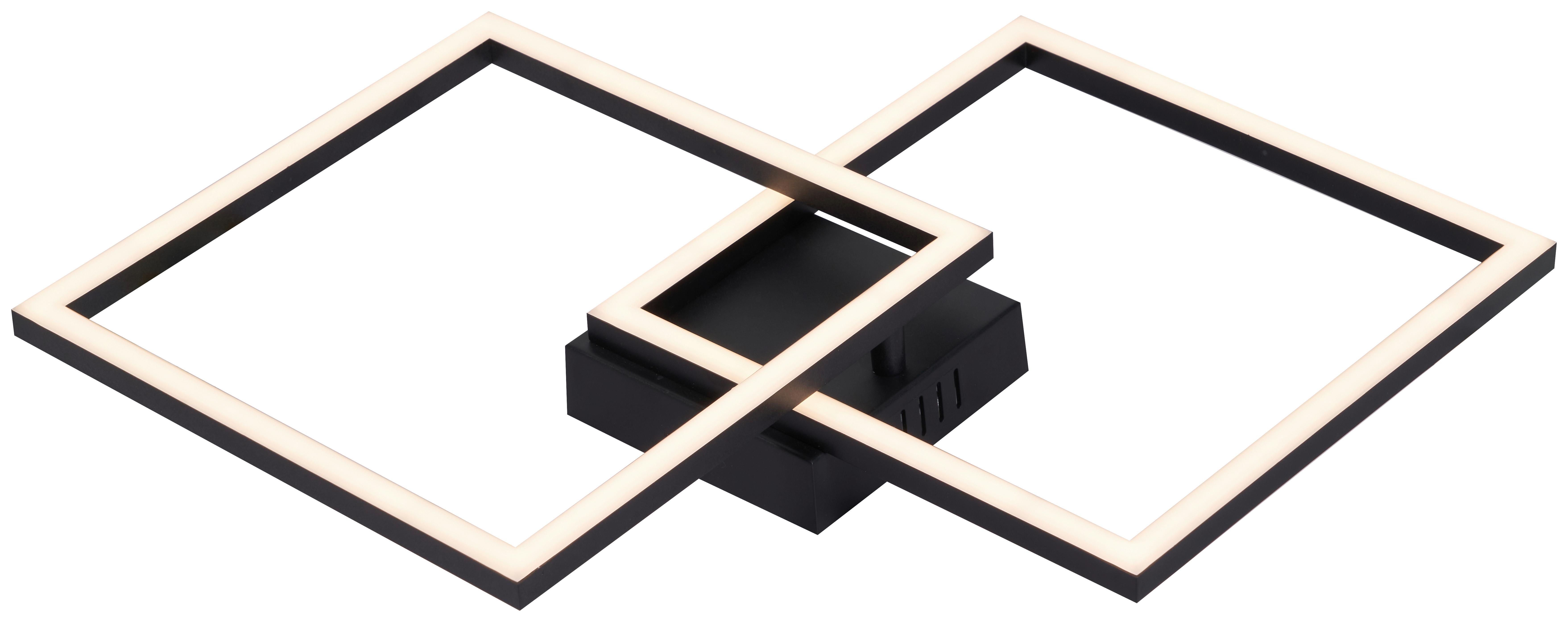 Led-deckenleuchte Julian L: 55,8 Cm - Opal/Schwarz, MODERN, Kunststoff/Metall (55,8/39,5/6,7cm) - Luca Bessoni