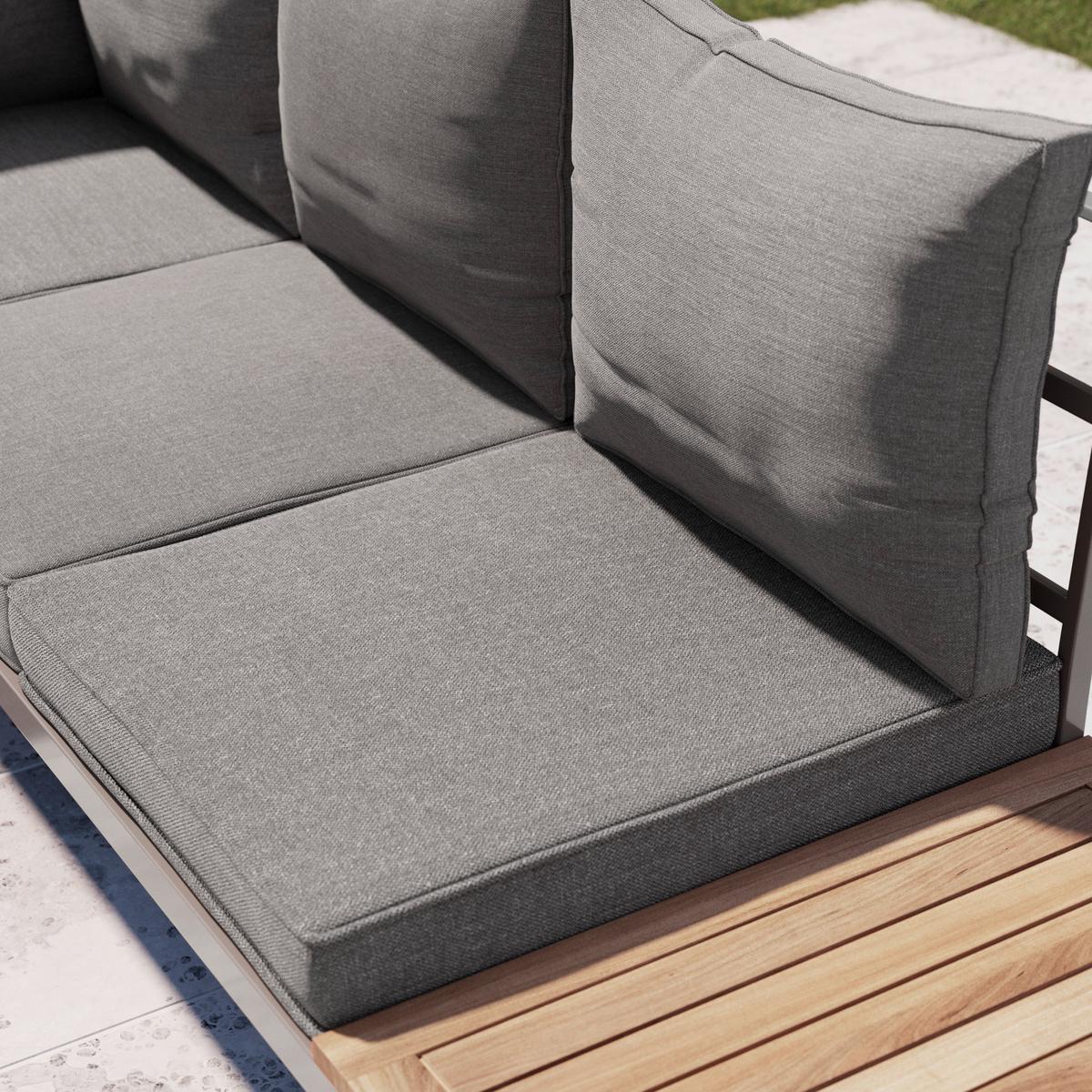 TERASOVÁ SEDACIA SÚPRAVA LIA - sivohnedá/farba akácie, Modern, kov/drevo (138/77/207cm) - Mömax