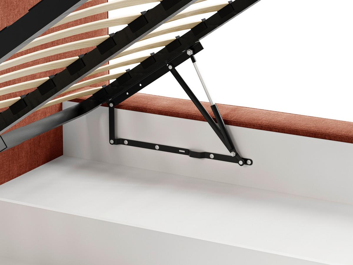 Polsterbett Jasmine mit Bettkasten 140x200 - Terracotta/Schwarz, MODERN, Holz (140/200cm) - Livetastic