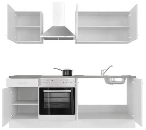 Küchenblock Lucca Weiß/Graubraun B: 210 cm - Graubraun/Weiß, MODERN, Holzwerkstoff (210cm) - FlexWell