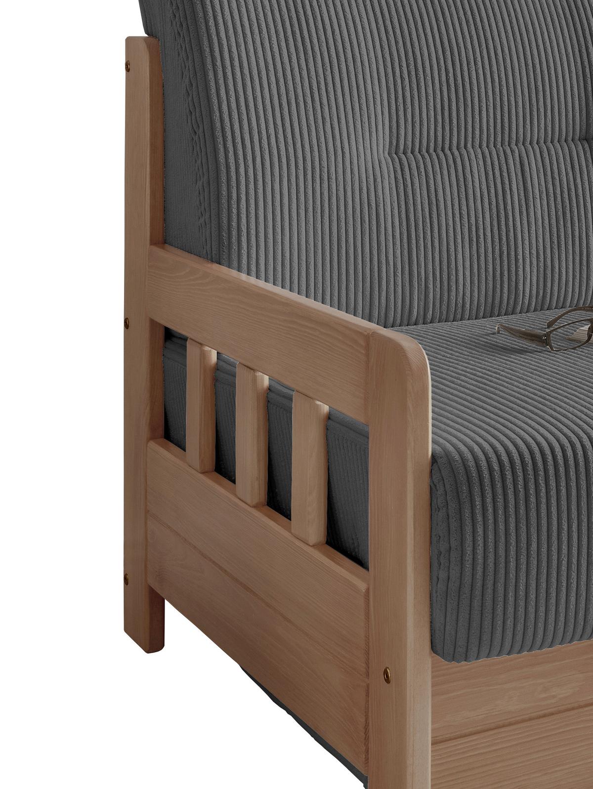 2-Sitzer-Sofa Mit Schlaffunktion Camino B:154 cm - Naturfarben/Grau, MODERN, Holz/Textil (154/88/90cm) - Livetastic