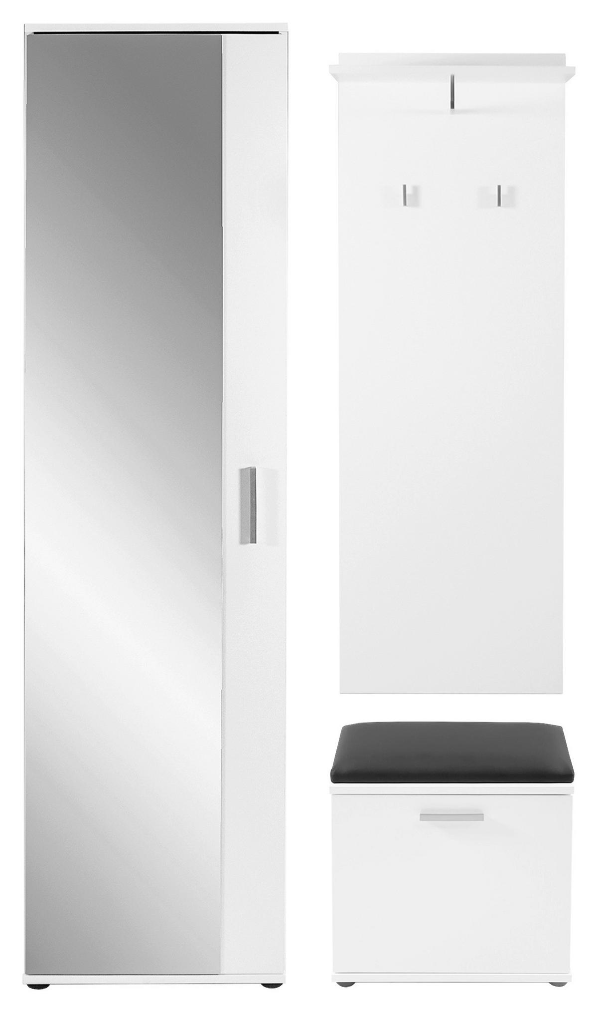 Garderobe Jakob 4-teilig Schwarz/weiß B: 49 Cm - Schwarz/Weiß, Design, Holzwerkstoff (49/196/30cm) - MID.YOU