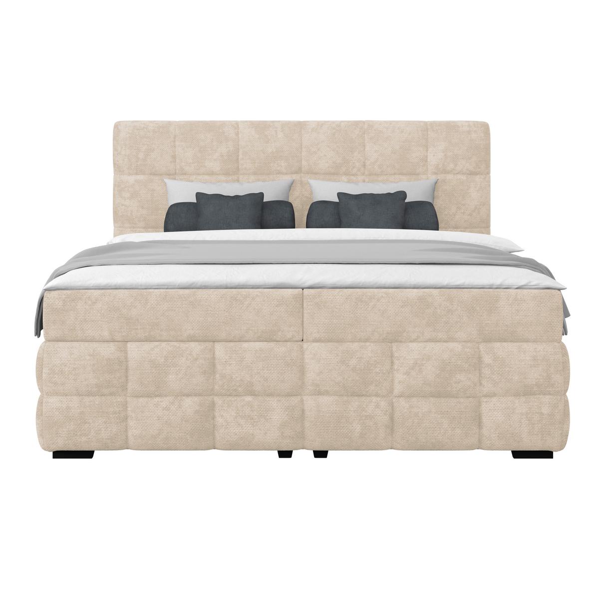 Čalouněná postel VEGA 180x200 cm, bílá - bílá/černá, Trend, dřevo/textil (180/200cm)