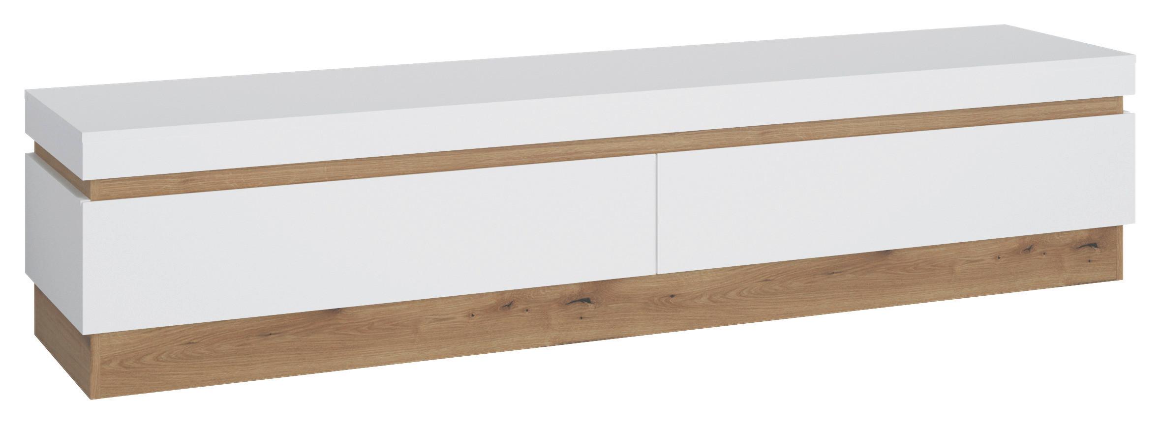 Tv-elem Calabria - tölgyfa/fehér, Trend, faalapú anyag (201,2/43,5/45cm)