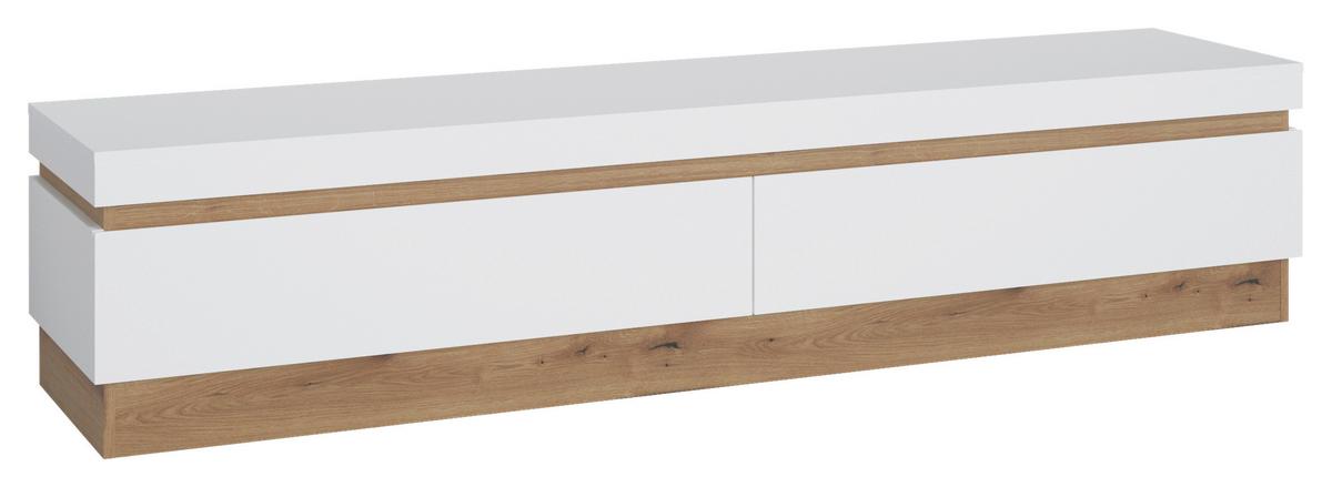 Tv-elem Calabria - tölgyfa/fehér, Trend, faalapú anyag (201,2/43,5/45cm)