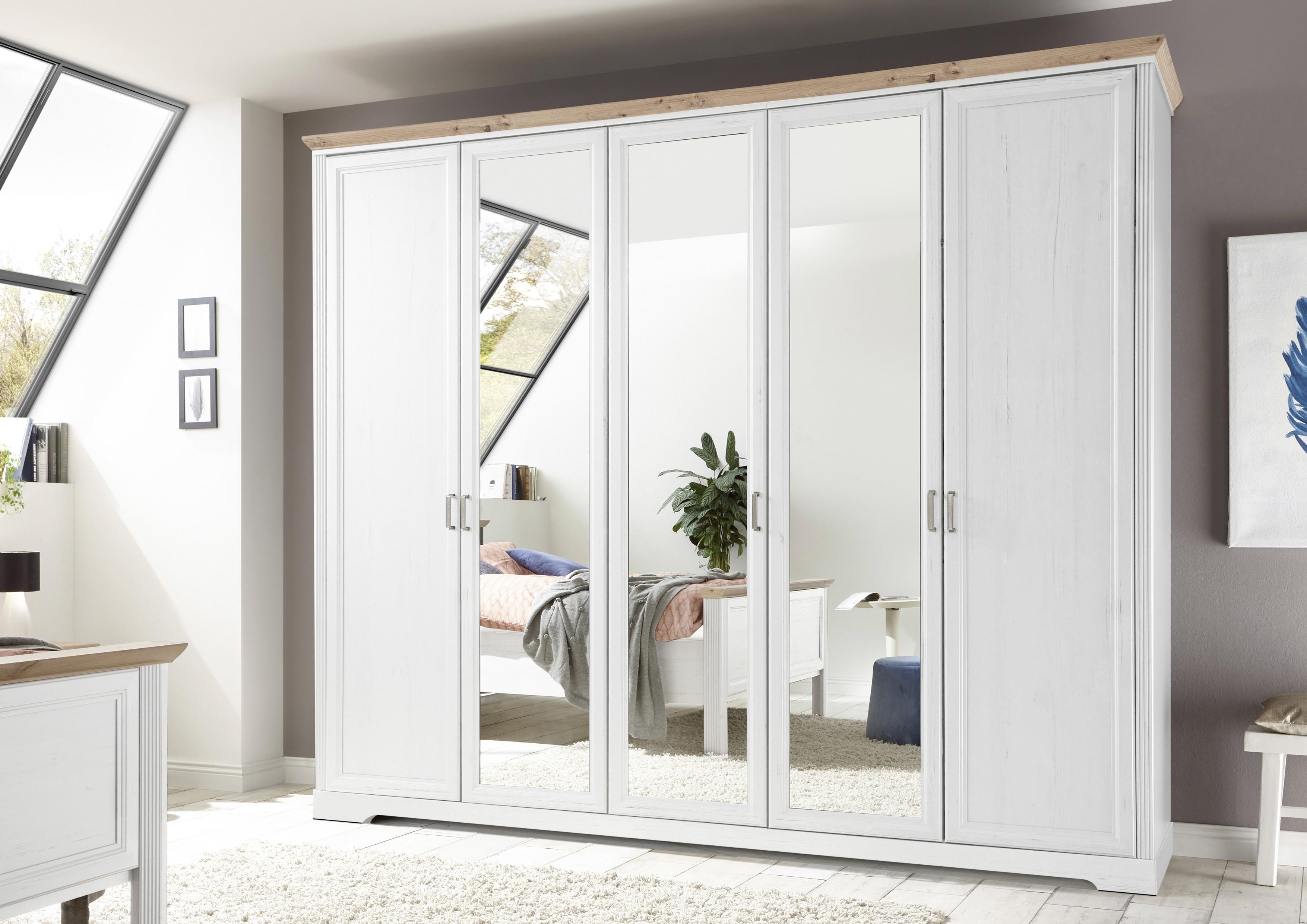 Drehtürschrank JASMIN II aus Dekor in Graphit/Eiche mit 3 Spiegel Zimmer