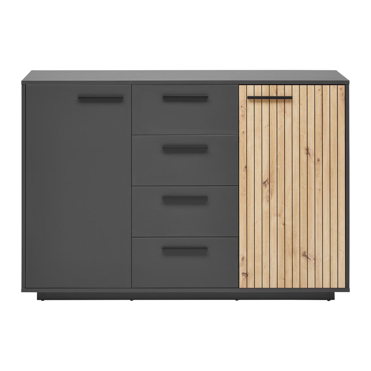 ŠIROKÁ KOMODA LUKAS -EXKLUSIV- - černá/antracitová, Moderní, kompozitní dřevo/plast (138,6/95/40cm) - Mömax