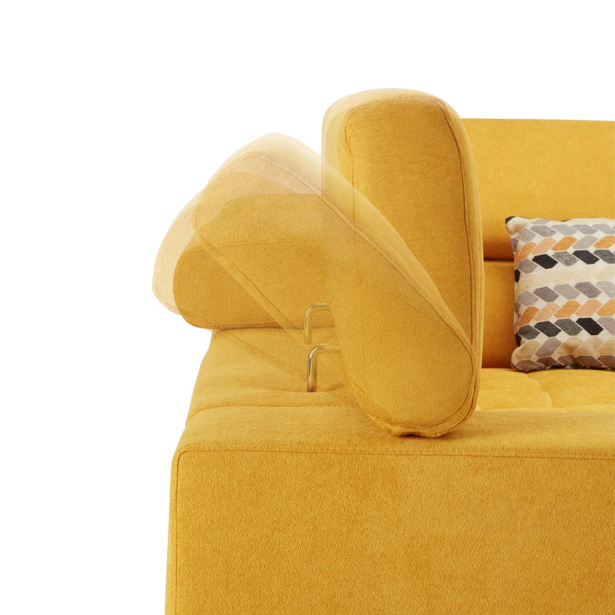 Rohová sedačka TARRAGONA, levá, žlutá, bez výsuvu - černá/žlutá, Moderní, textil (201/295cm) - Premium Living