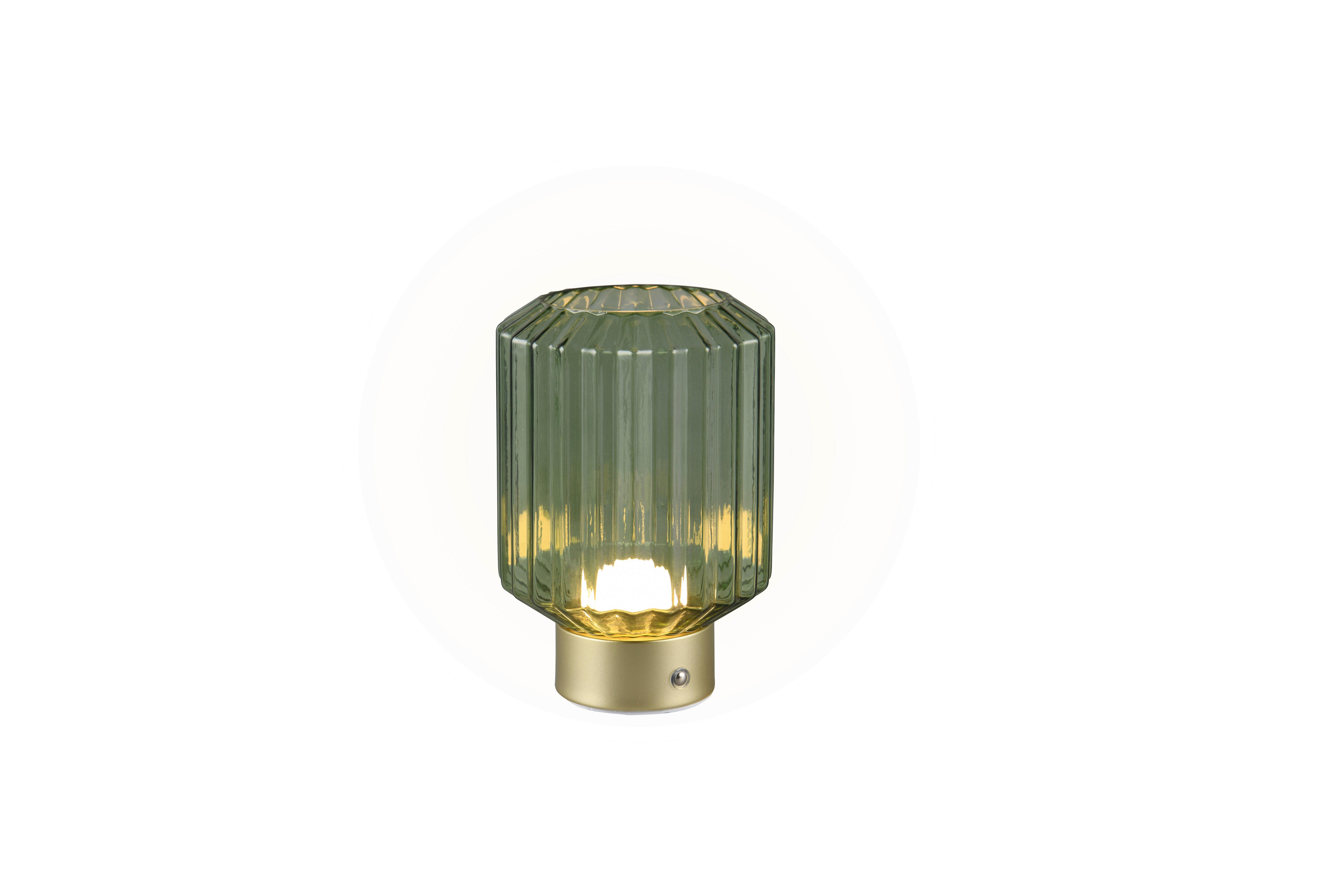 Akku-tischleuchte R57761115 - Messingfarben/Grün, KONVENTIONELL, Glas (13/19,5cm)