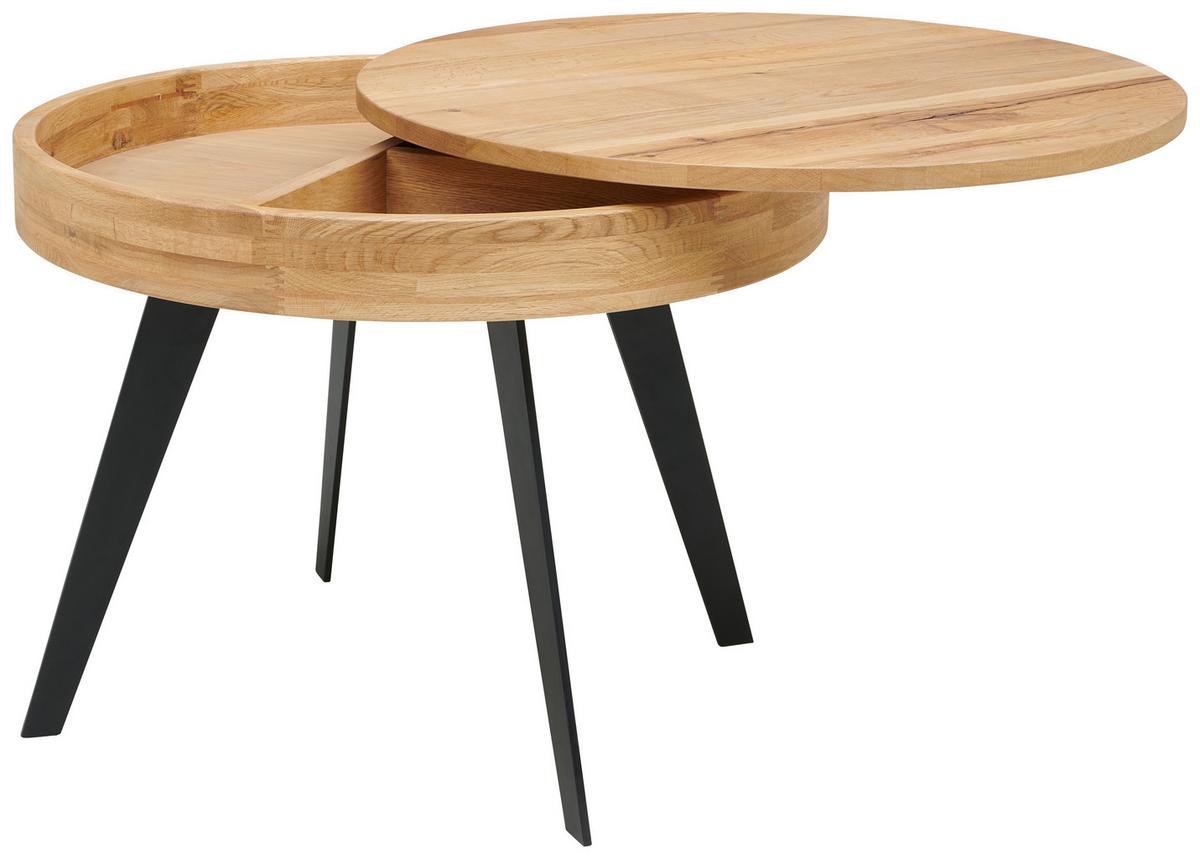 KONFERENČNÝ STOLÍK DALLAS - čierna/prírodná farba, Modern, kov/drevo (70/56cm)