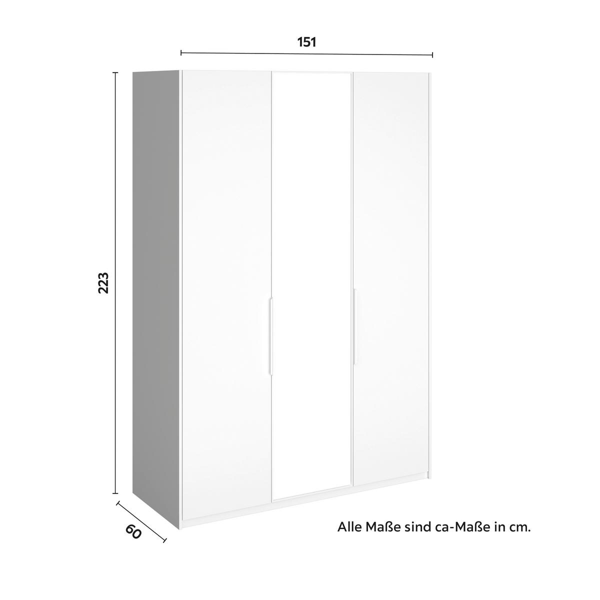 Šatní skříň ALEX š. cca 151 cm, dekor bílá - bílá, Moderní, kov/kompozitní dřevo (151/223/60cm) - Bessagi Home