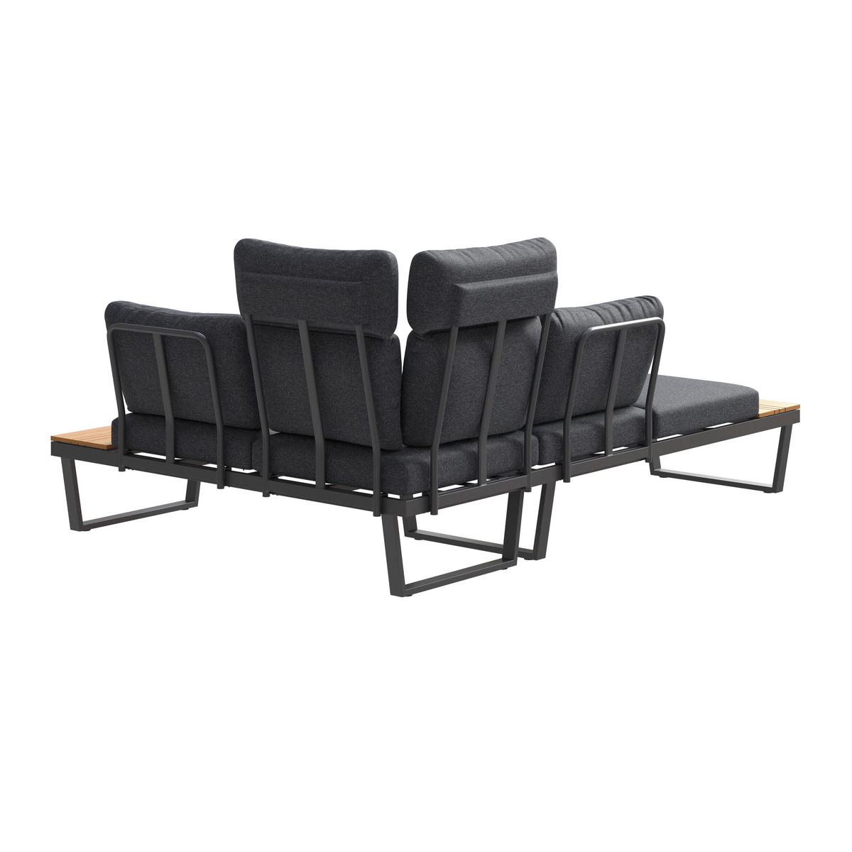 Loungegarnitur Rio - Anthrazit/Schwarz, MODERN, Kunststoff/Textil (226/156cm) - Beldano