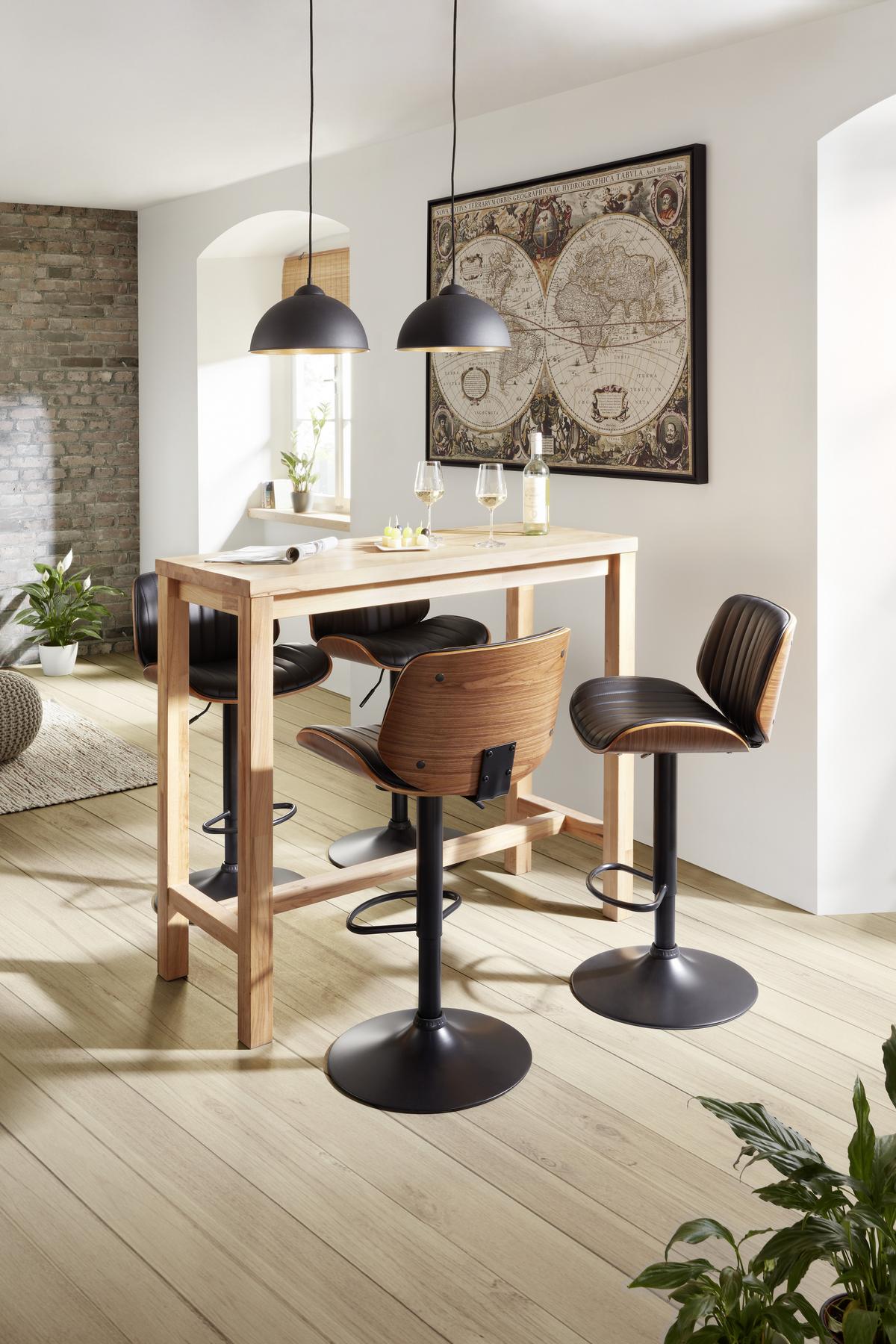 BAROVÁ ŽIDLE JEFF - černá/barvy vlašských ořechů, Lifestyle, kov/dřevo (47/87-108/50cm) - Premium Living