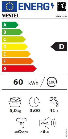 Waschmaschine W-D085o 5 Kg 1000 U/Min Mit Überlaufschutz - Weiß, Basics (60/85/50cm) - Vestel