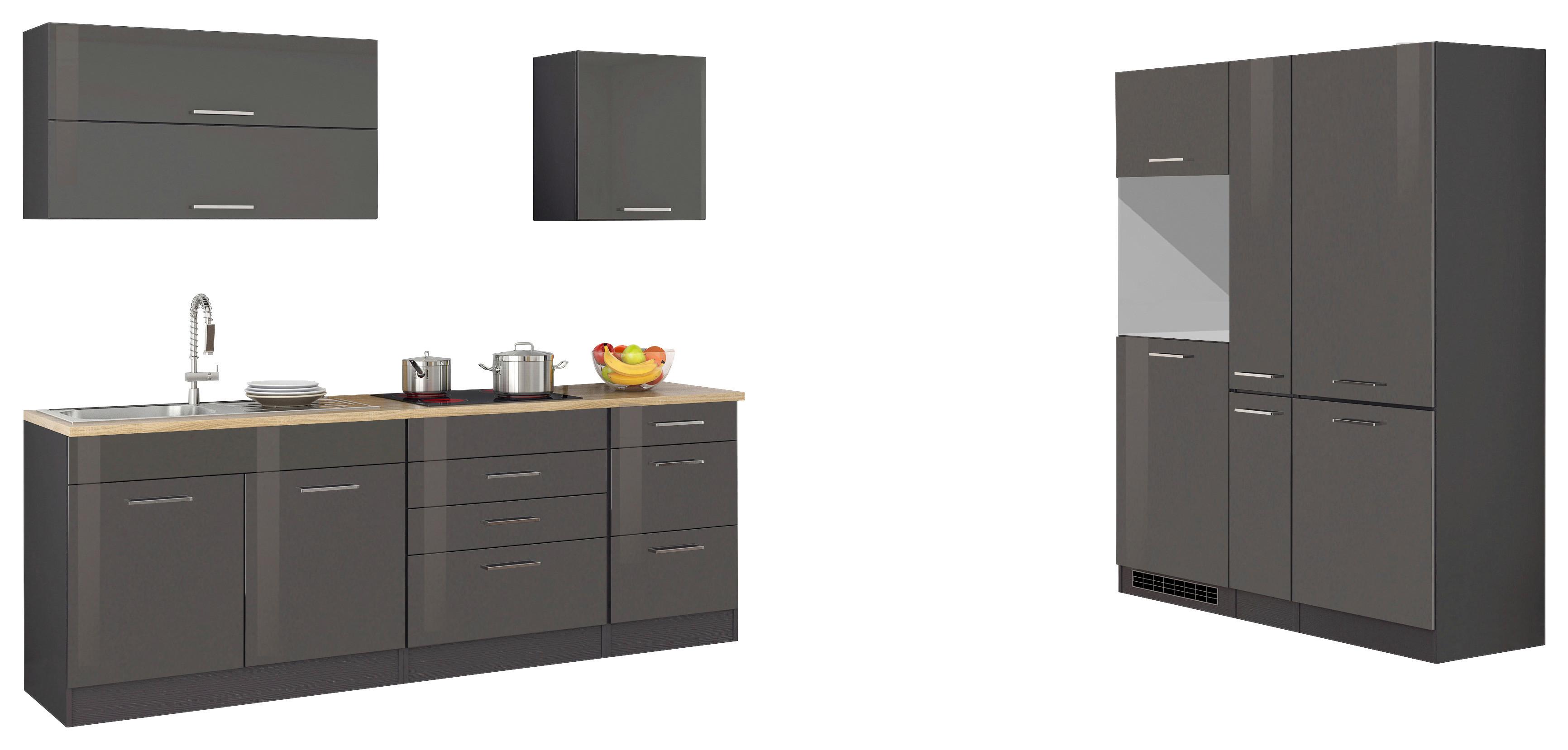 Küchenleerblock Mailand Graphitfarben B: 380cm - Graphitfarben/Sonoma Eiche, MODERN, Holzwerkstoff (380cm) - Held