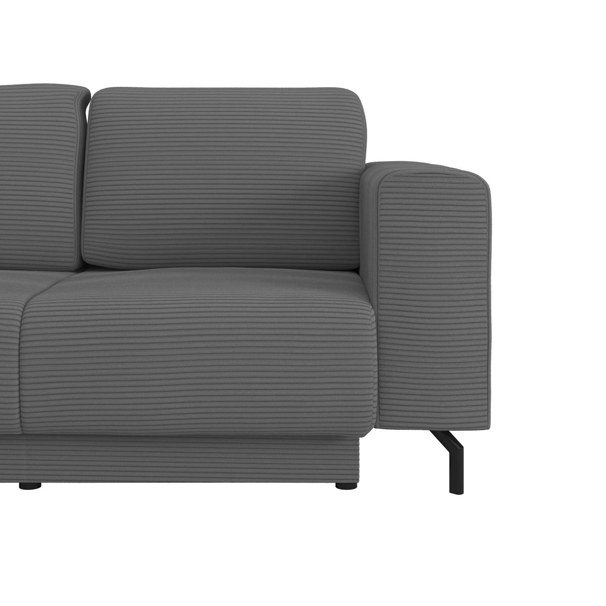 Rohová sedačka VENI, levá, tmavě šedý manšestr - černá/tmavě šedá, Moderní, textil (210/272cm) - Ondega