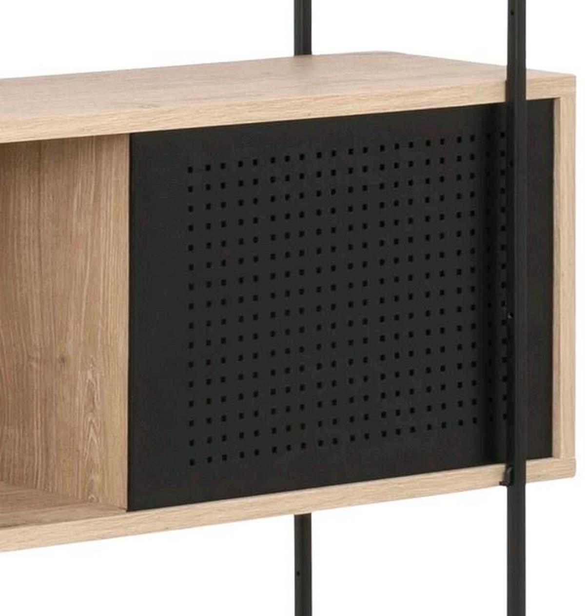 Regal mit Schrankelement Angus B: 172 cm Eiche Dekor - Eichefarben/Schwarz, KONVENTIONELL, Holzwerkstoff/Metall (172/188/27cm) - MID.YOU