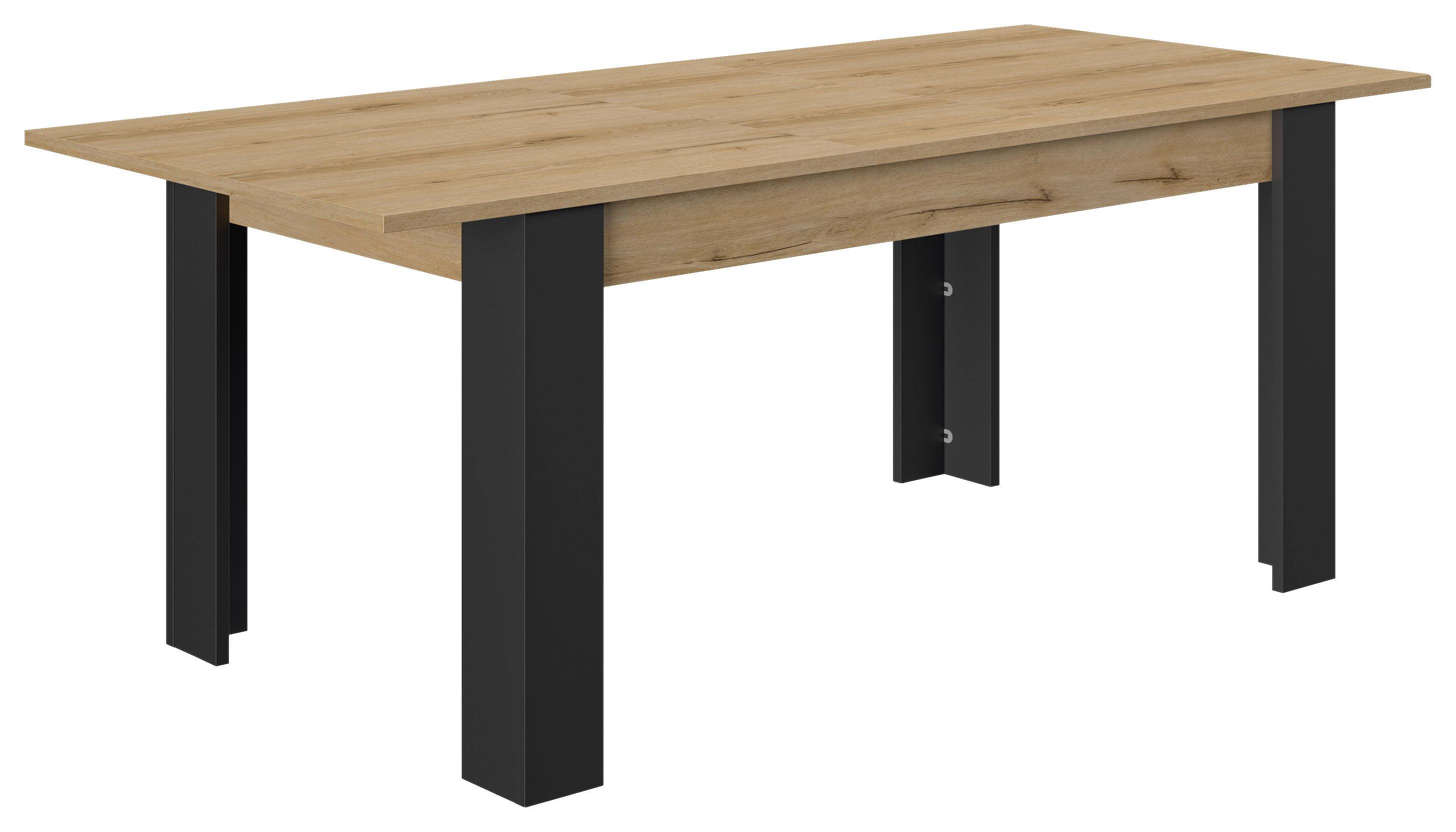 Esstisch Trust Eichefarben/Schwarz L: 160 cm - Eichefarben/Schwarz, MODERN, Holzwerkstoff (160/90/77cm) - MID.YOU