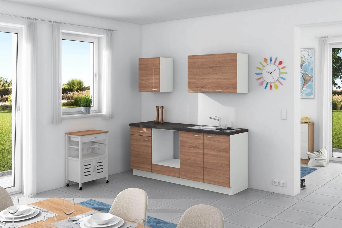Küchenzeile Plan Ohne Geräte Ohne Geräte B: 200 Cm - Eichefarben/Anthrazit, Design, Holzwerkstoff (200cm) - Express