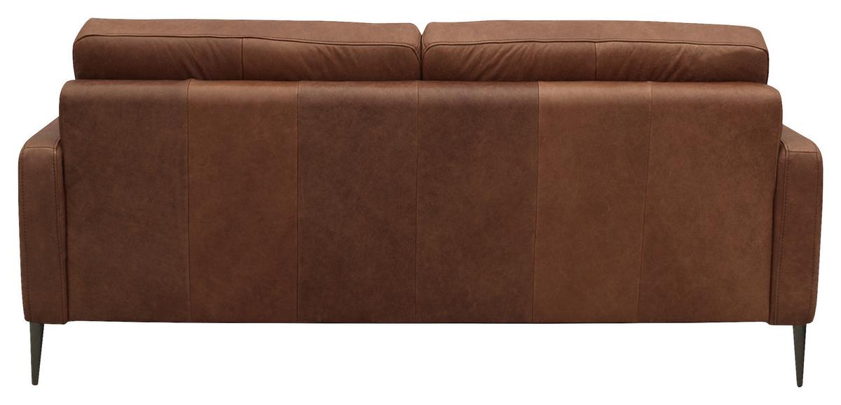 2-Sitzer-Sofa Spring, Dunkelbraun B: 157 cm - Dunkelbraun/Schwarzchrom, Design, Leder (157/85/92cm) - Livetastic