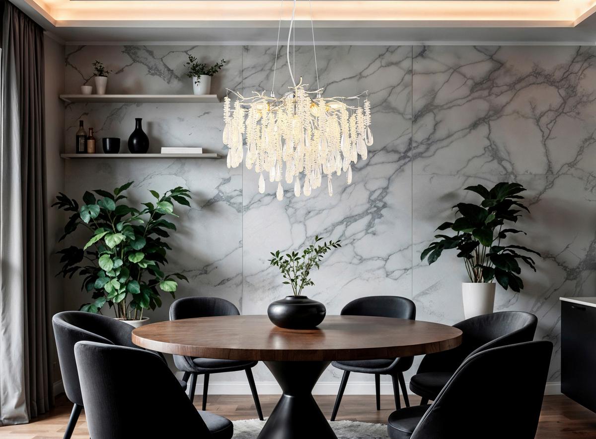 Hängeleuchte Exkl. 8xe14, 40w - Klar/Silberfarben, KONVENTIONELL, Glas/Kunststoff (60/120cm) - Globo