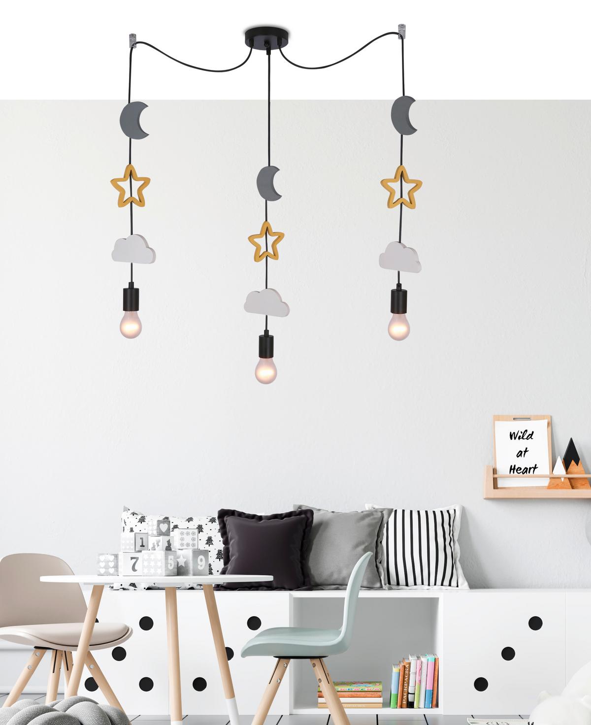 Kinderhängeleuchte 33-24435 Trio Sss - Goldfarben/Weiß, Basics, Holzwerkstoff/Metall (100/15/100cm)