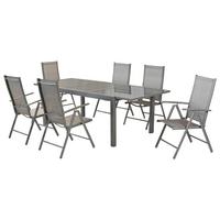 Gartenset Amalfi - Silberfarben/Braun, MODERN, Textil/Metall - Gardenson