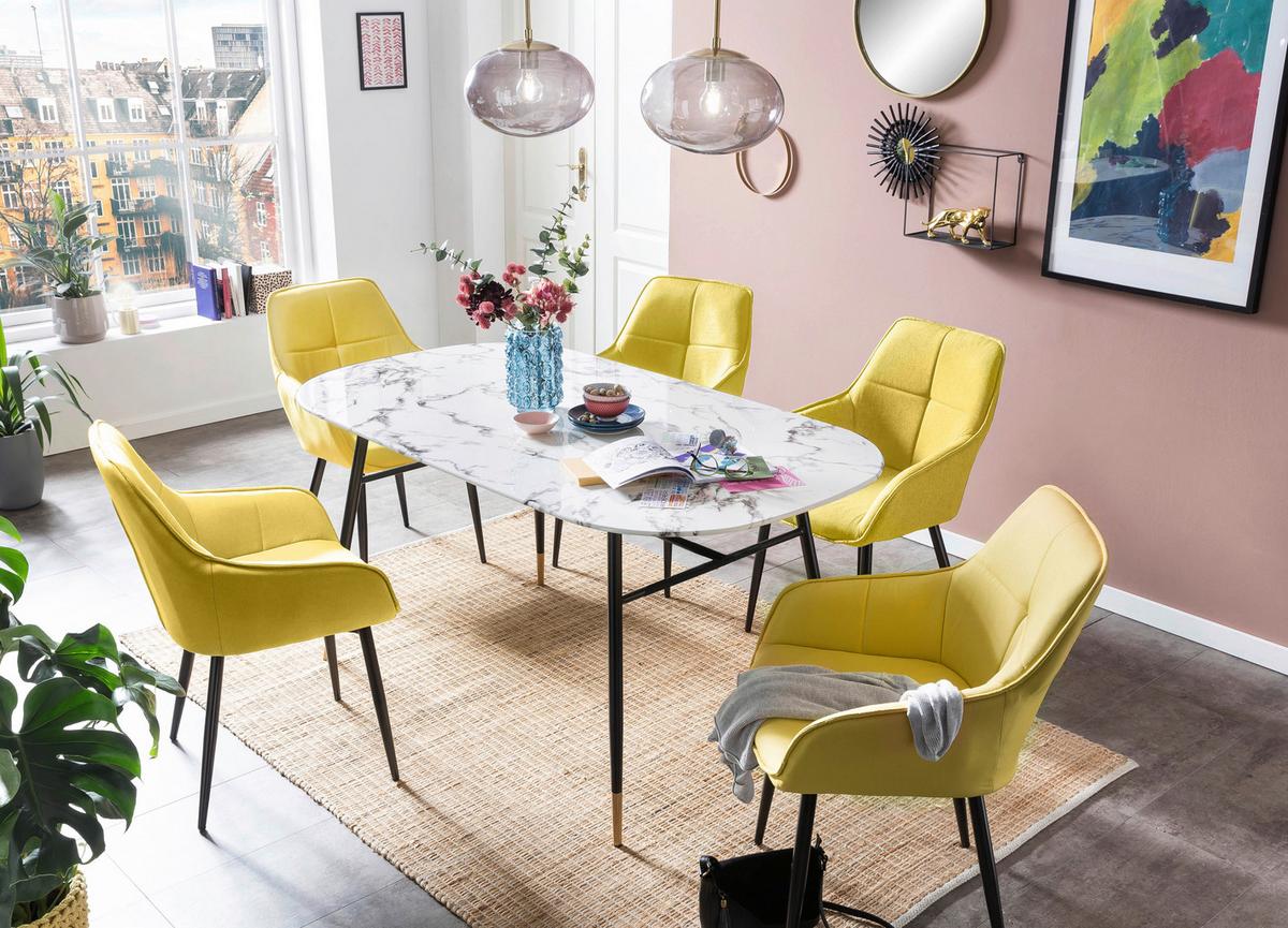 Esstisch Schwarz, Weiß L: 140cm - Schwarz/Weiß, Design, Glas/Metall (140/90/77cm) - Livetastic