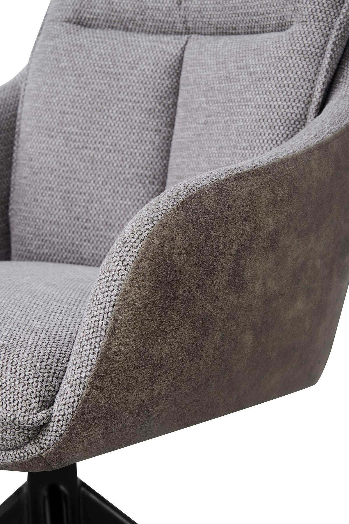 Armlehnstuhl Emilia II Webstoff braun, B: 60cm - Schwarz/Braun, MODERN, Holz/Textil (60/88/65cm)