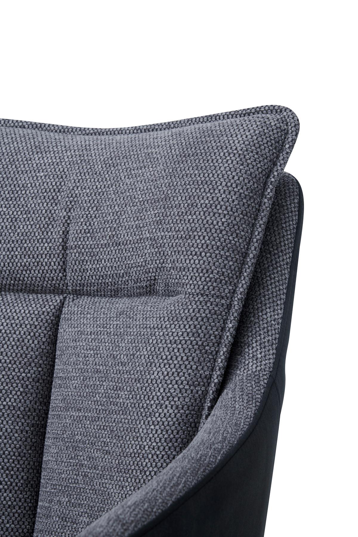 Armlehnstuhl Emilia II Webstoff grau, B: 60cm - Schwarz/Grau, MODERN, Holz/Textil (60/88/65cm)