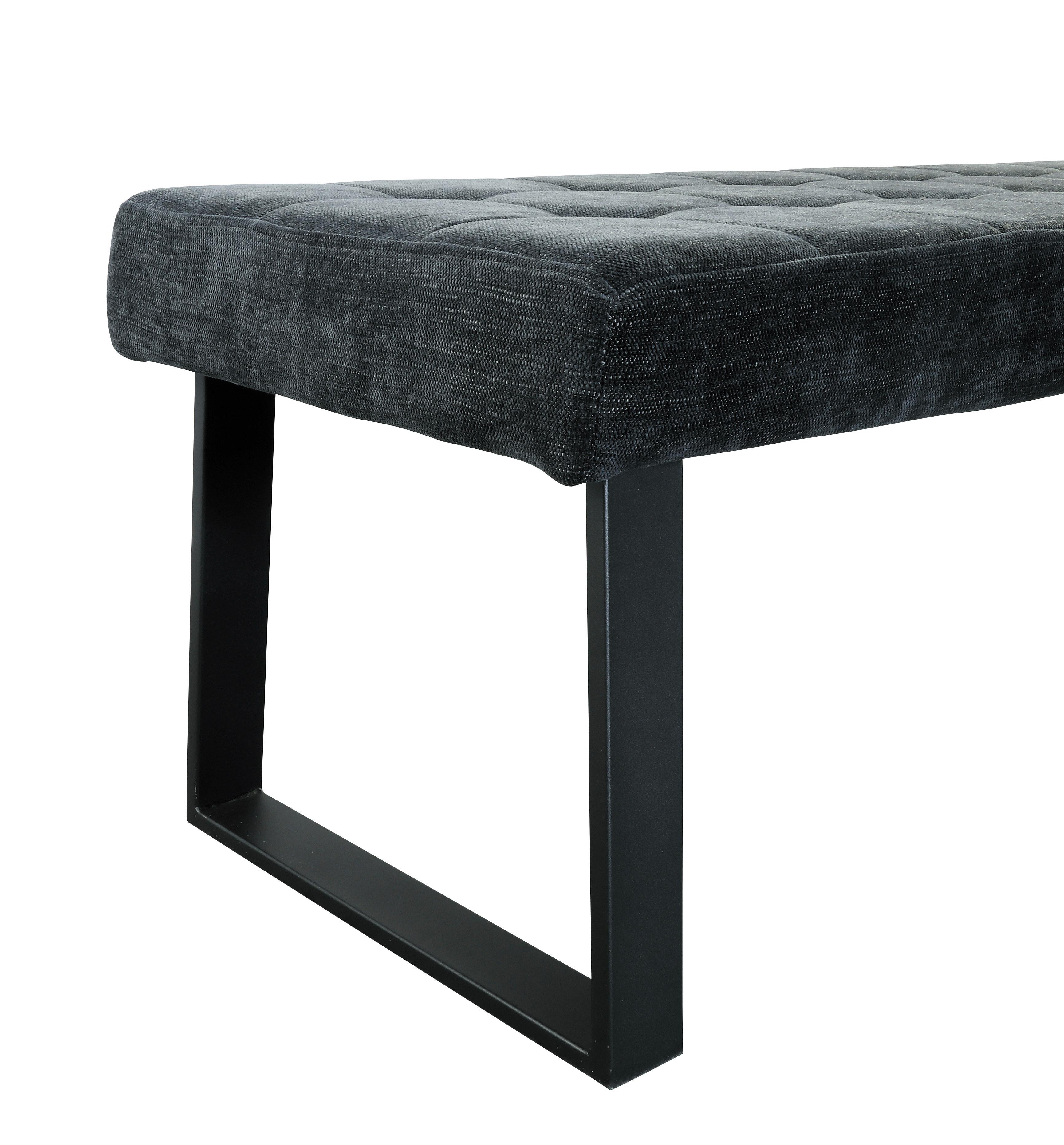 Sitzbank Brekke - Dunkelgrau/Schwarz, MODERN, Textil/Metall (140/49/48cm) - MID.YOU