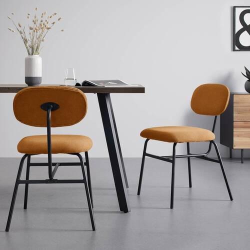 Sada 2 ks stoličiek PINO oranžová - oranžová/čierna, Modern, kov/drevo (46/80/55cm) - PBJ