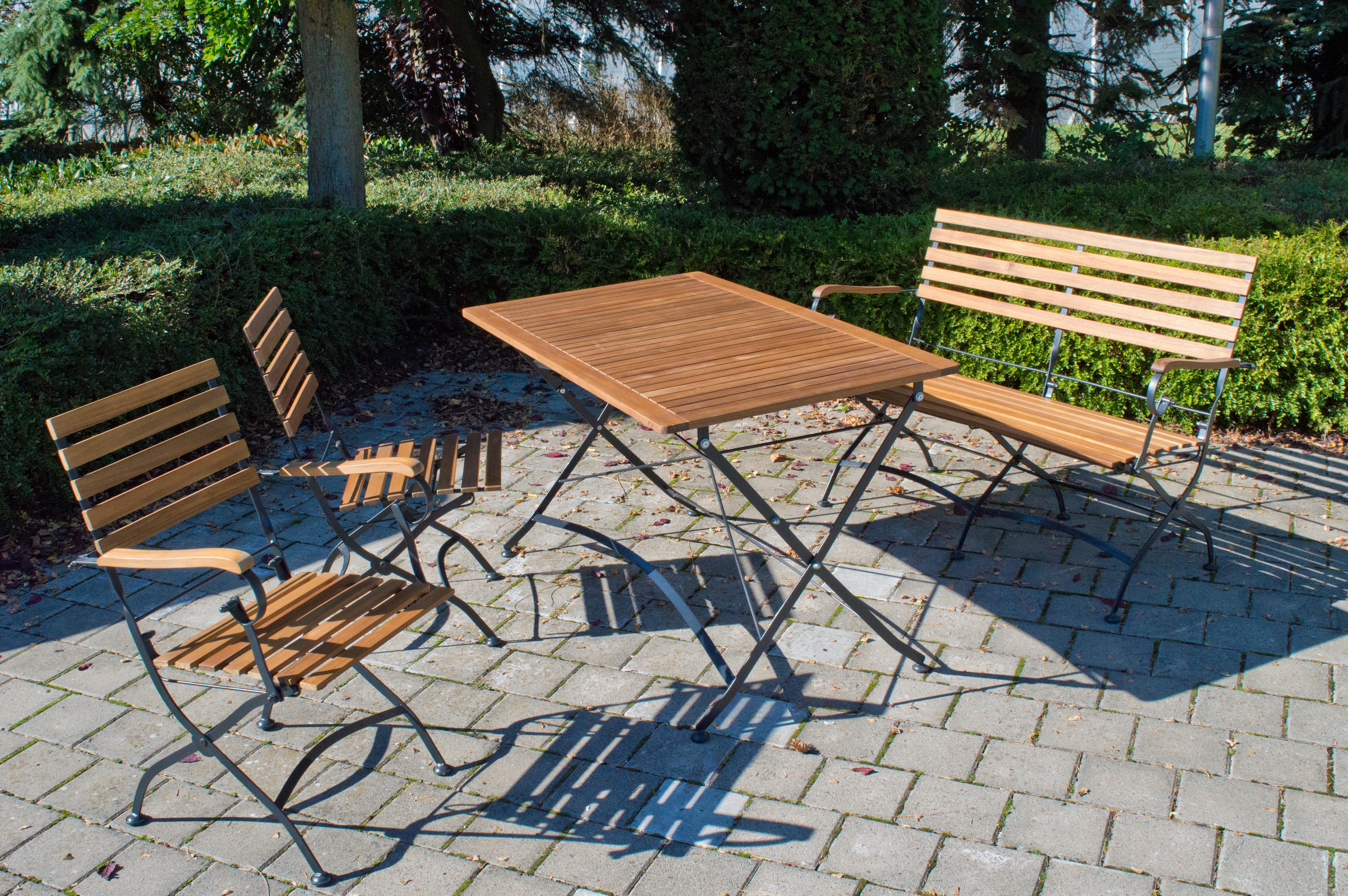 Gartengarnitur 4-tlg Lindau Holz/metall - Anthrazit/Akaziefarben, Basics, Holz/Metall (120/75/80cm) - Gardenson