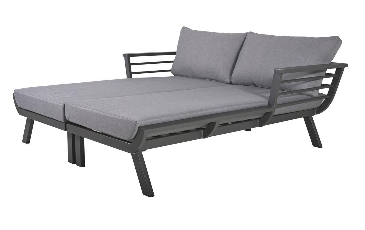 Doppelliege Delia - Dunkelgrau/Grau, Basics, Kunststoff/Textil (170/62/175cm) - Gardenson