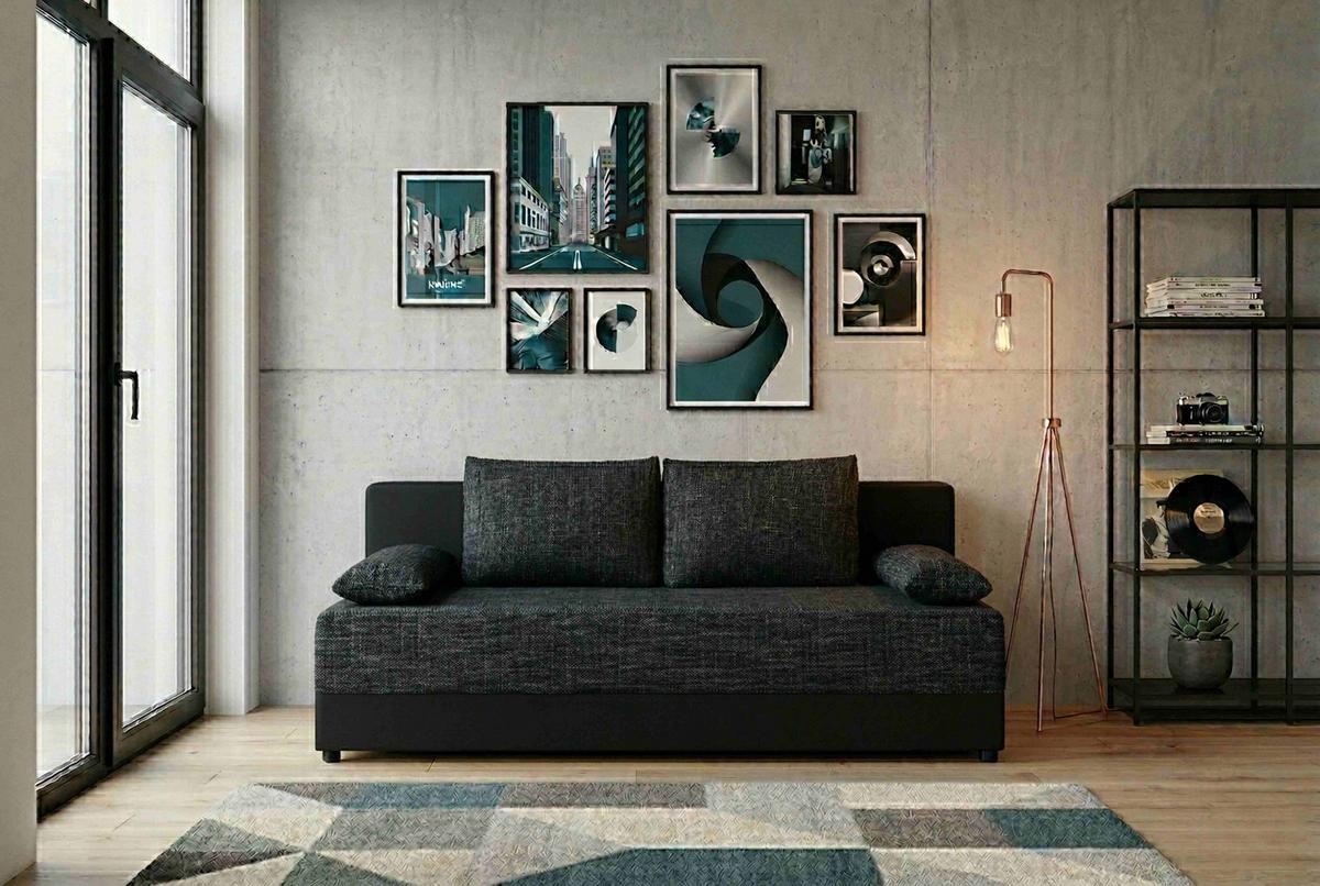Schlafsofa Lucy Schwarz B: 200 cm - Schwarz, Design, Holzwerkstoff/Textil (200/90/103cm) - P & B